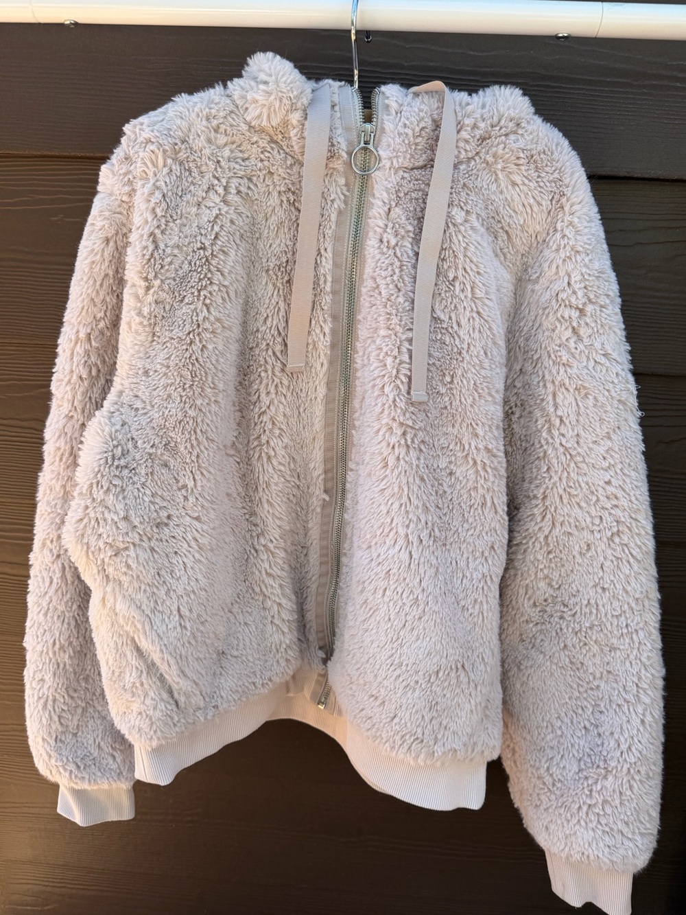 Athleta Plush Faux-Sherpa Zip Jacket in Taupe